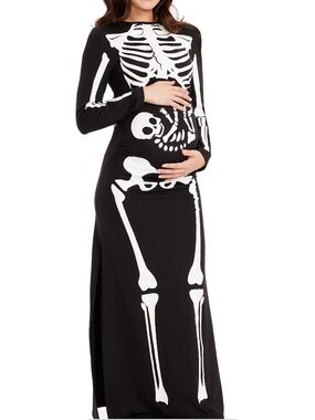 Tipsy Elves | Pregnant Black & White Maternity Skeleton Costume Dress Size L